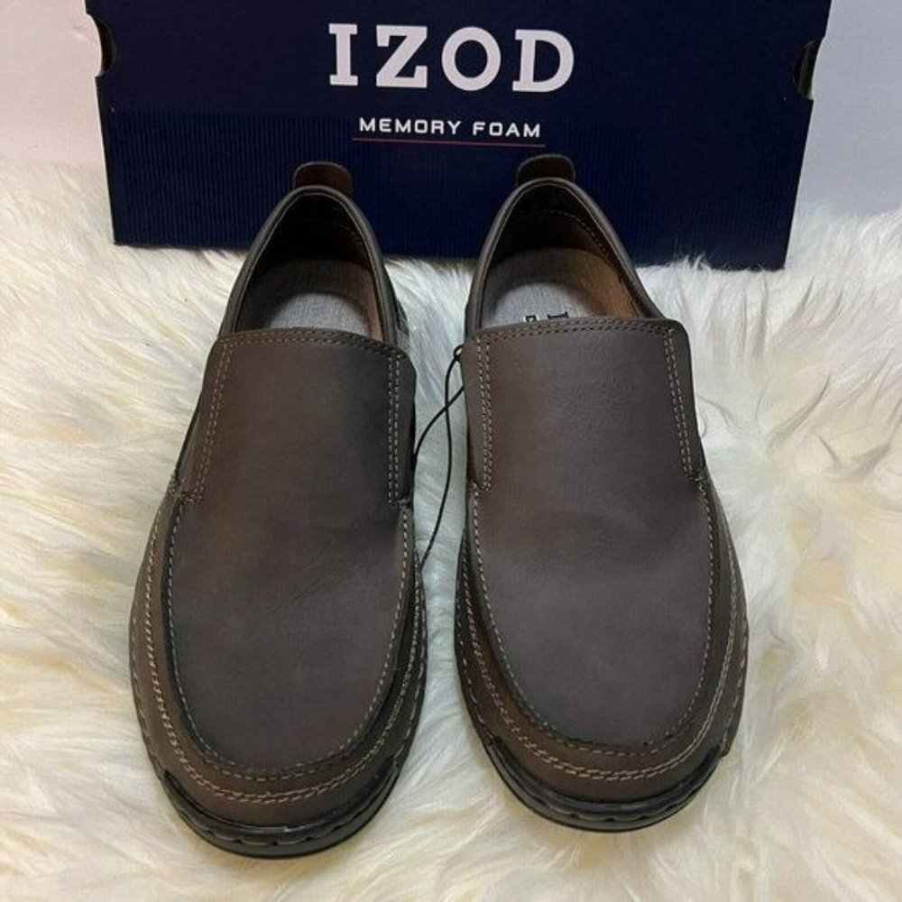 NEW!! Izod Thomas Men's Brown Slip-On Memory Foam Shoes Size 10,10.5, 11 12 - Picture 9 of 11